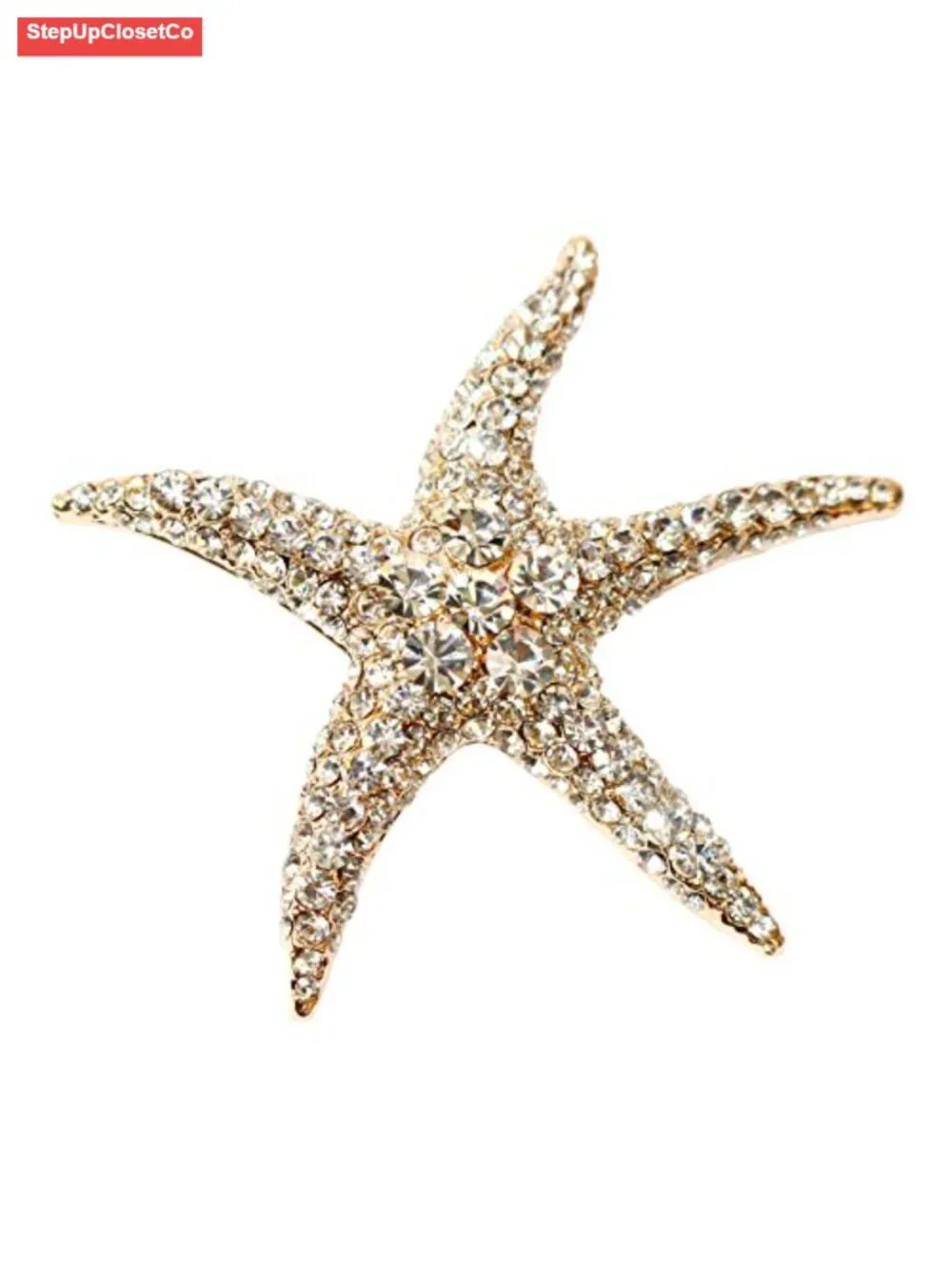 18k Gold Plated Multi-Color Crystal Starfish Brooch Pin